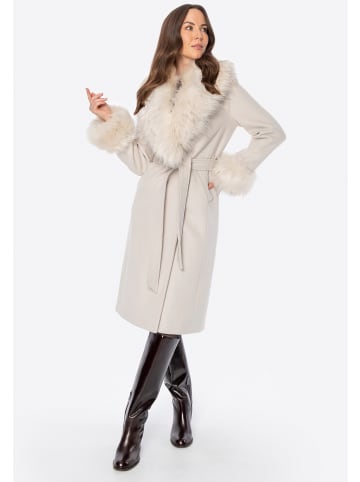 Wittchen Damenmantel mit Woll- und Pelzelementen in Beige