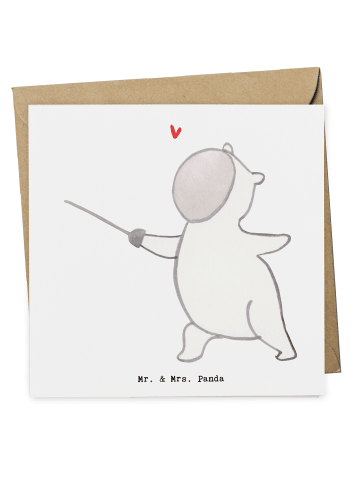 Mr. & Mrs. Panda Gutscheinkarte Panda Fechten ohne Spruch in Weiß