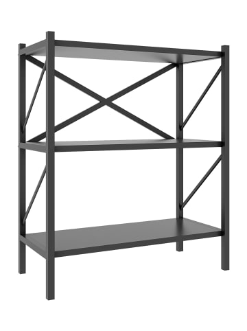 VCM Holz Metall Stand Regal Büro Bücher Insasi 2fach in Anthrazit