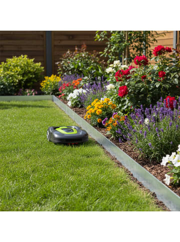 relaxdays 5 x Rasenkante in Silber  - (B)100 x (H)15 cm