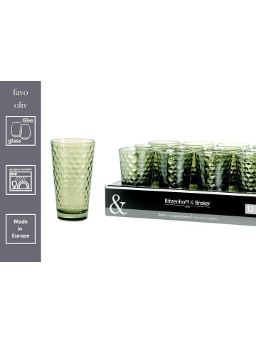 Ritzenhoff & Breker 6er Set Longdrinkgläser Favo 400 ml in Oliv