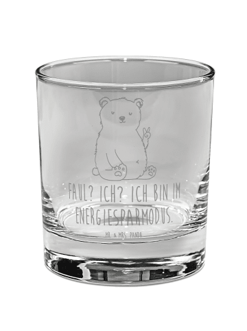 Mr. & Mrs. Panda Whiskyglas Eisbär Faul mit Spruch in Transparent