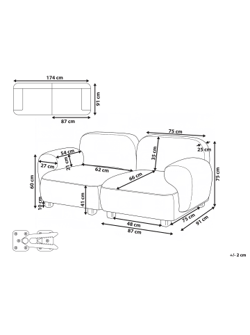 Beliani 2-tlg Modulsofa AMLI in Beige/Braun