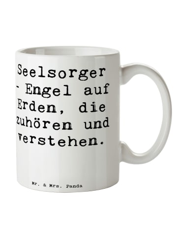 Mr. & Mrs. Panda Kaffeetasse Spruch Seelsorger Engel mit Spruch in Weiß