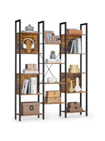 VASAGLE Bücherregal Barnet in Vintagebraun, Schwarz - (B)24 x (H)166 x (T)128 cm