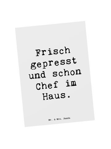 Mr. & Mrs. Panda Postkarte Spruch Baby Chef mit Spruch in Weiß