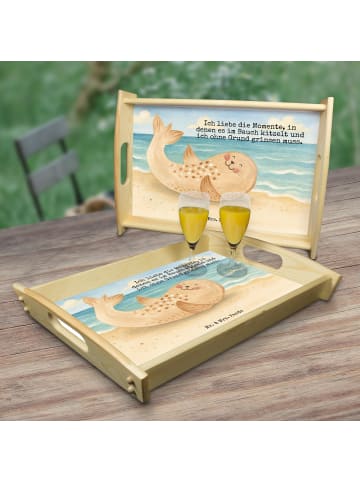 Mr. & Mrs. Panda Tablett Robbe Liegen Design mit Spruch in Weiß