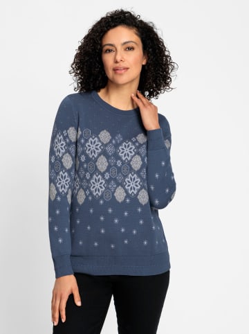 WITT WEIDEN Jacquard-Pullover in rauchblau-gemustert