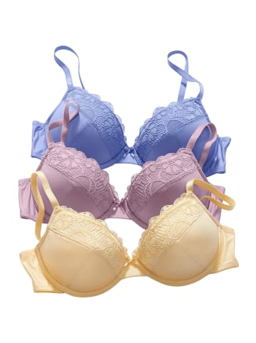 PETITE FLEUR Push-up-BH in altrosa+blau+vanille