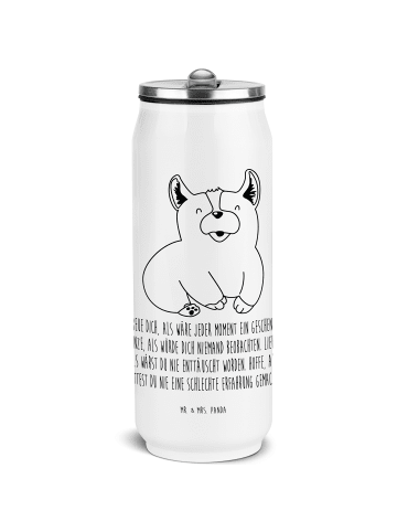 Mr. & Mrs. Panda Trinkflasche Edelstahl Corgie mit Spruch in Weiß