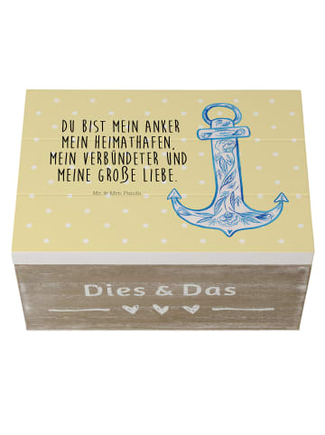 Mr. & Mrs. Panda Schatulle Anker Blau mit Spruch in Gelb Pastell