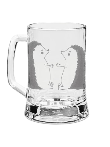 Mr. & Mrs. Panda Gravur Bierkrug Igel Liebe ohne Spruch in Transparent