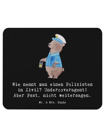 Mr. & Mrs. Panda Mauspad Geheimer Polizist mit Spruch in Schwarz