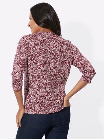 Sieh an! Rundhals-Shirt in bordeaux-ecru-bedruckt