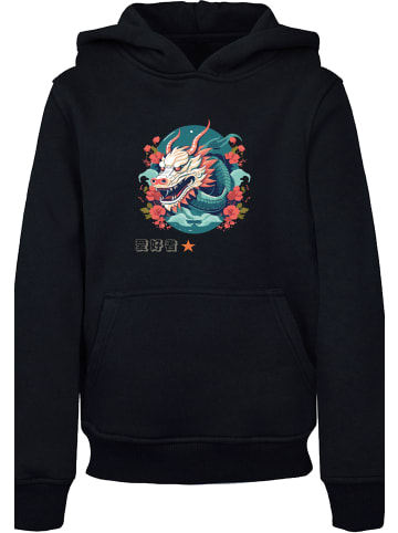 F4NT4STIC Hoodie Drache mit Blumen in schwarz