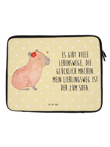 Mr. & Mrs. Panda Notebook Tasche Capybara Blume mit Spruch in Gelb Pastell