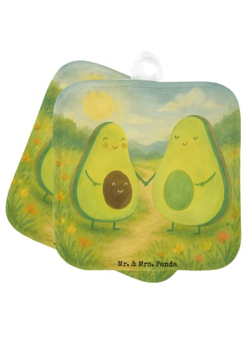 Mr. & Mrs. Panda Topflappen Avocado Pärchen Design ohne Spruch in Weiß