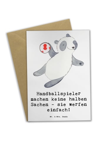Mr. & Mrs. Panda Beileidskarte Handball Wurf mit Spruch in Weiß