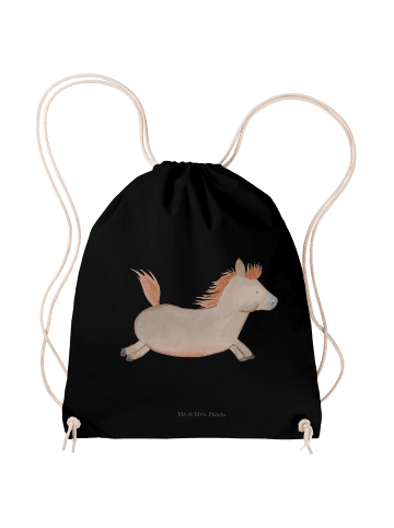 Mr. & Mrs. Panda Jutebeutel Pferd Springen ohne Spruch in Schwarz