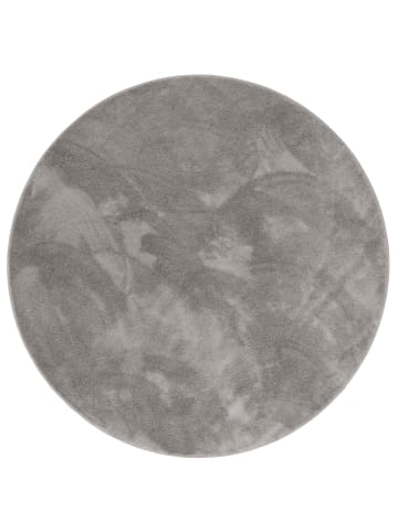 Pergamon Hochflor-Teppich Melia Rund in grau