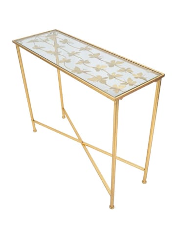 Mauro Ferretti Konsolentisch aus goldenem Metall mit Schmetterlingsmotiv, 100 x 35 x 80 cm