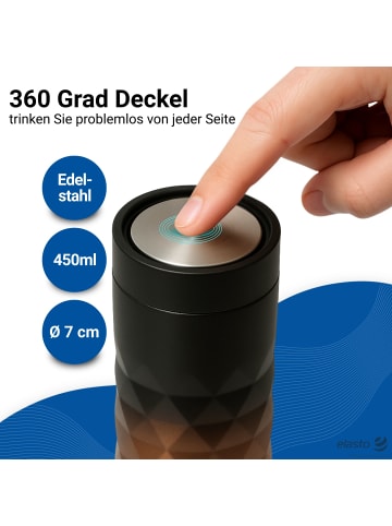 elasto Thermobecher "Diamond 360" in schwarz/kupfer - 450 ml