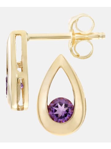 Diamant L'éternel Ohrstecker aus 375 Gelbgold mit Amethyst