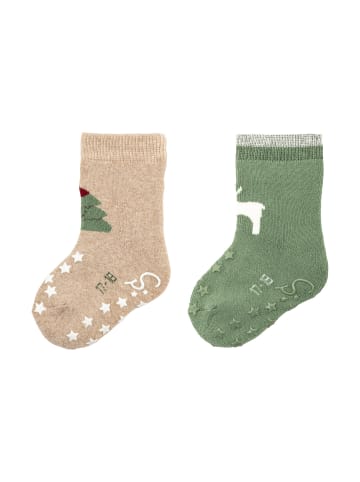 Sterntaler ABS Krabbelsocken 2er-Pack Weihnachten in beige