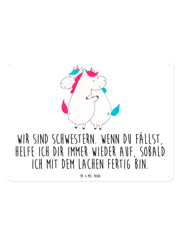 Mr. & Mrs. Panda Wandbild Einhörner Umarmen mit Spruch in Weiß