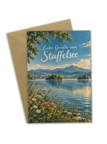 Grußkarte See friedlich Design mit Spruch in Weiß