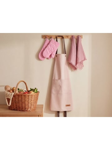 Beliani 5-tlg Küchentextilien Set LACTUCA in Rosa/Braun
