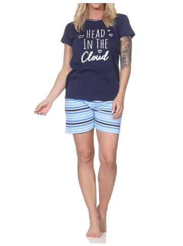 NORMANN Schlafanzug Shorty kurzarm Streifenoptik 126 10 802 in navy
