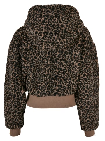 Urban Classics Urban Classics Damen Ladies Short Oversized AOP Sherpa Jacket in darktaupeleo