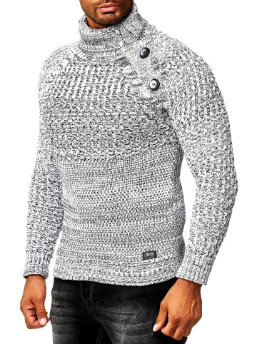 Rusty Neal Side Button-Placket Grobstrick Rollkragen-Pullover in Weiß