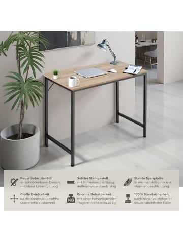 tectake Schreibtisch Jenkins Höhe 75,5 cm, Industrial Holz hell, Eiche Sonoma