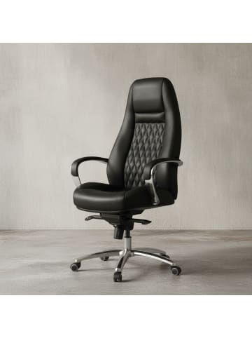 KADIMA DESIGN Bürostuhl AUSTIN Echt-Leder Schreibtischstuhl 120KG in Schwarz