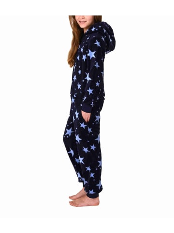 NORMANN Jumpsuit Overall Kapuze Sternen Look Coralfleece - 58840 in marine
