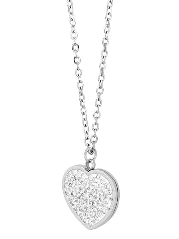 Adeliás Damen Halskette – Ankerkette aus Edelstahl mit Zirkonia 42 cm in silber