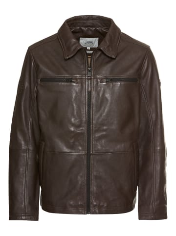 Camel Active Leder Blouson mit Hemdkragen in Braun