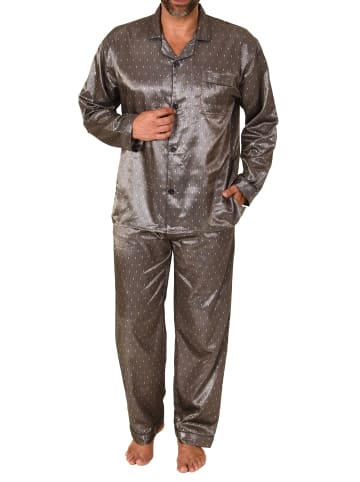 NORMANN atin Pyjama durchknöpfbareSchlafanzug - 77584 in anthrazit