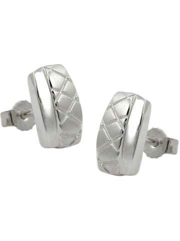 Gallay Ohrstecker Ohrring 10x6mm Viereck Waffelmuster matt-glänzend Silber 925 in silber