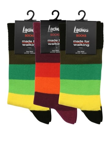 Cotton Prime® 3 Paar Socken mit Blockstreifen in Bunt