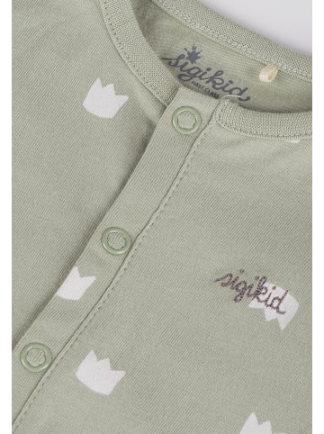 Sigikid Overall mit Füßchen und Klappbündchen an den Ärmeln Classic Baby in grün