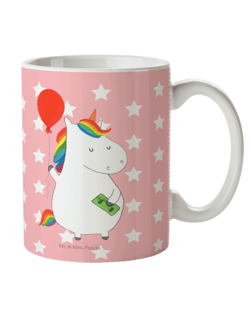 Mr. & Mrs. Panda Mehrwegbecher Einhorn Luftballon ohne Spruch in Rot Pastell