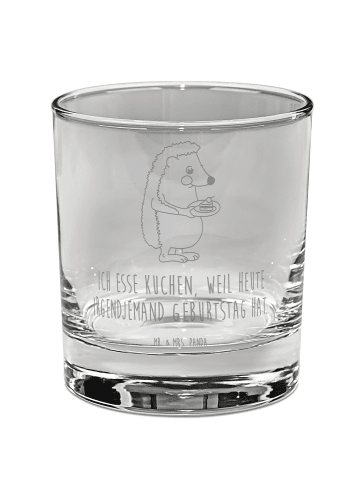 Mr. & Mrs. Panda Whiskey Glas Igel Kuchenstück mit Spruch in Transparent