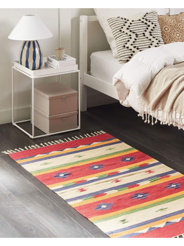 Beliani Kelim ALAPARS in Bunt/Rot/Beige - (W) 80 x (L) 150 cm