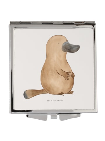 Mr. & Mrs. Panda Kosmetikspiegel Schnabeltier Mut ohne Spruch in Weiß