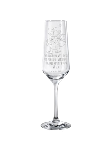 Mr. & Mrs. Panda Champagnerglas Fuchs  Schlittschuhe mit Spruch in Transparent