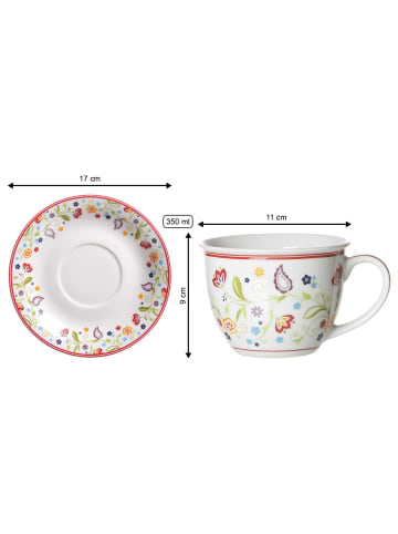 Ritzenhoff & Breker 6er Set Milchkaffee Tassen mit Untertassen Shanti 350 ml bunt in bunt