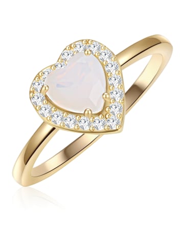 Glanzstücke München Ring Herz aus Sterling Silber mit Mondstein (synth.) in gelbgold